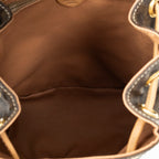 Handbag Small Flap Drawstring Backpack Brown Macadam Coated Canvas