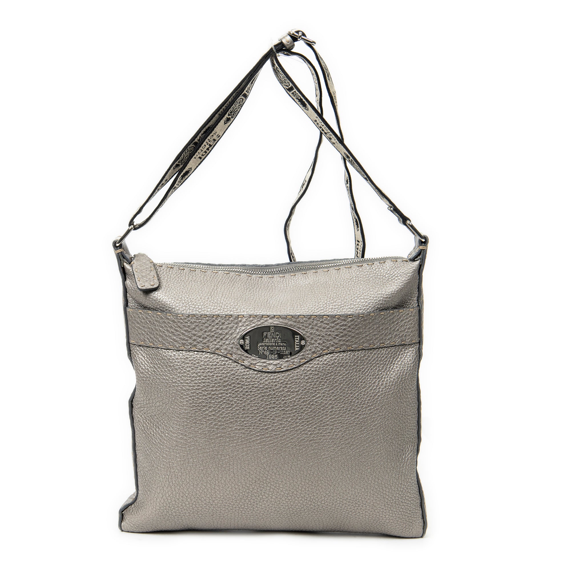 Handbag Selleria Crossbody Grey Grained Leather