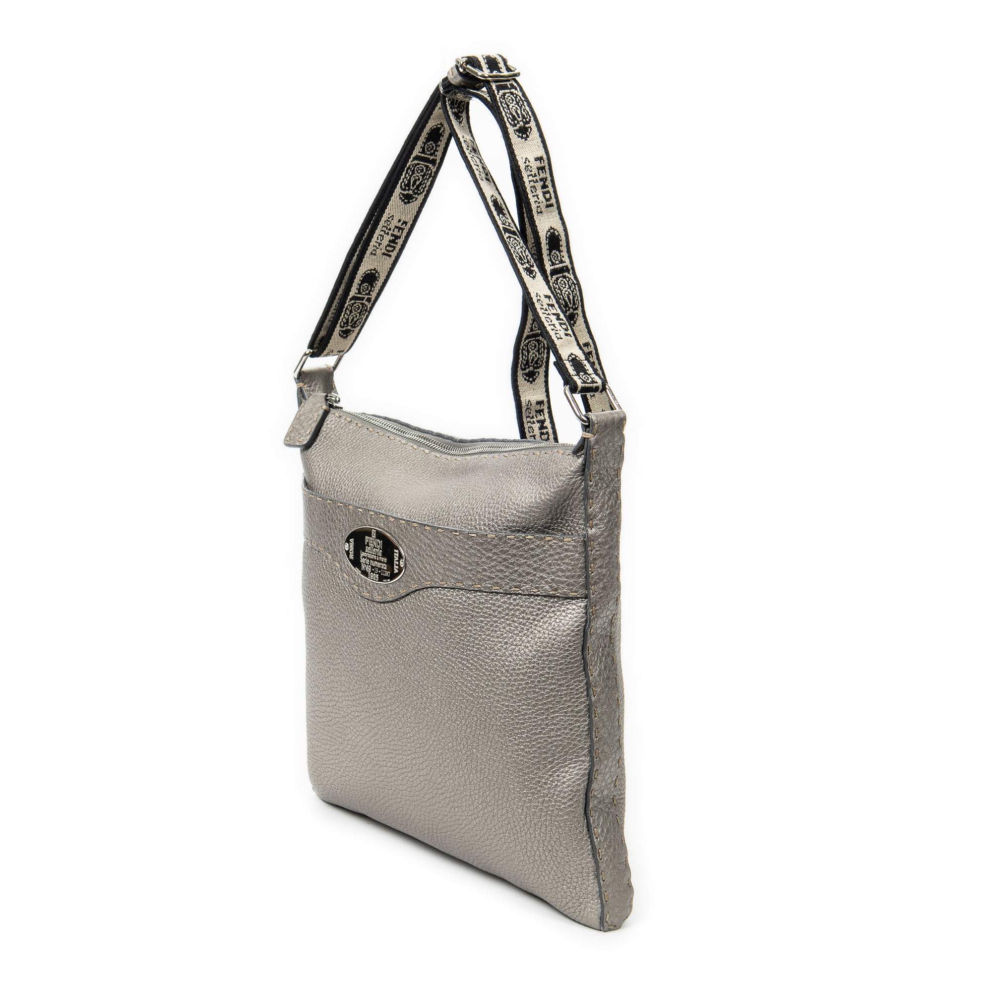 Handbag Selleria Crossbody Grey Grained Leather