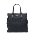 Handbag Front Pocket Shopping Tote Black Monogrammed Canvas