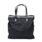 Handbag Front Pocket Shopping Tote Black Monogrammed Canvas