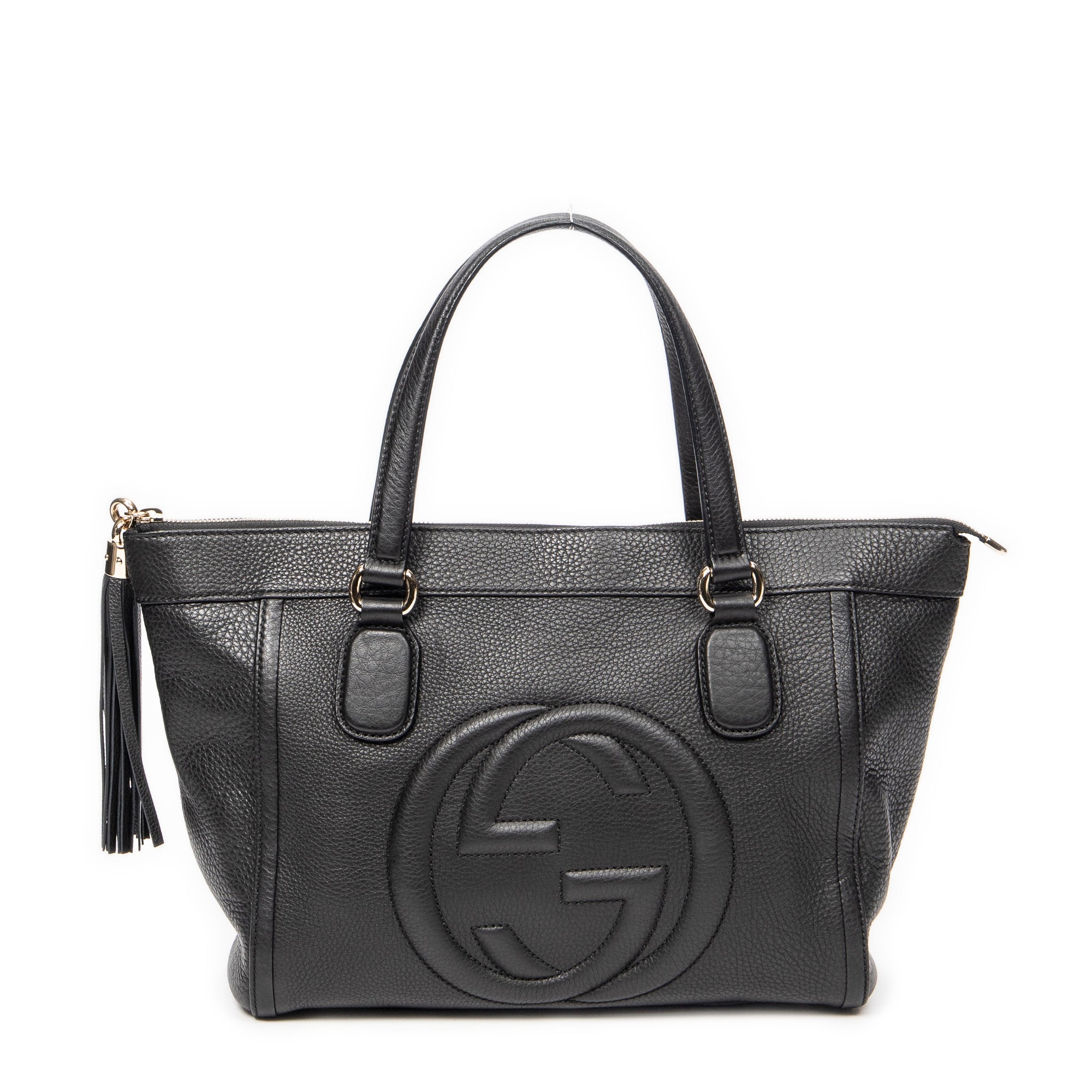 Bolso de mano Soho Tassel Tote Piel de becerro graneada negra
