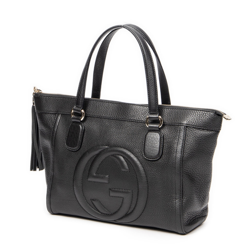 Bolso de mano Soho Tassel Tote Piel de becerro graneada negra