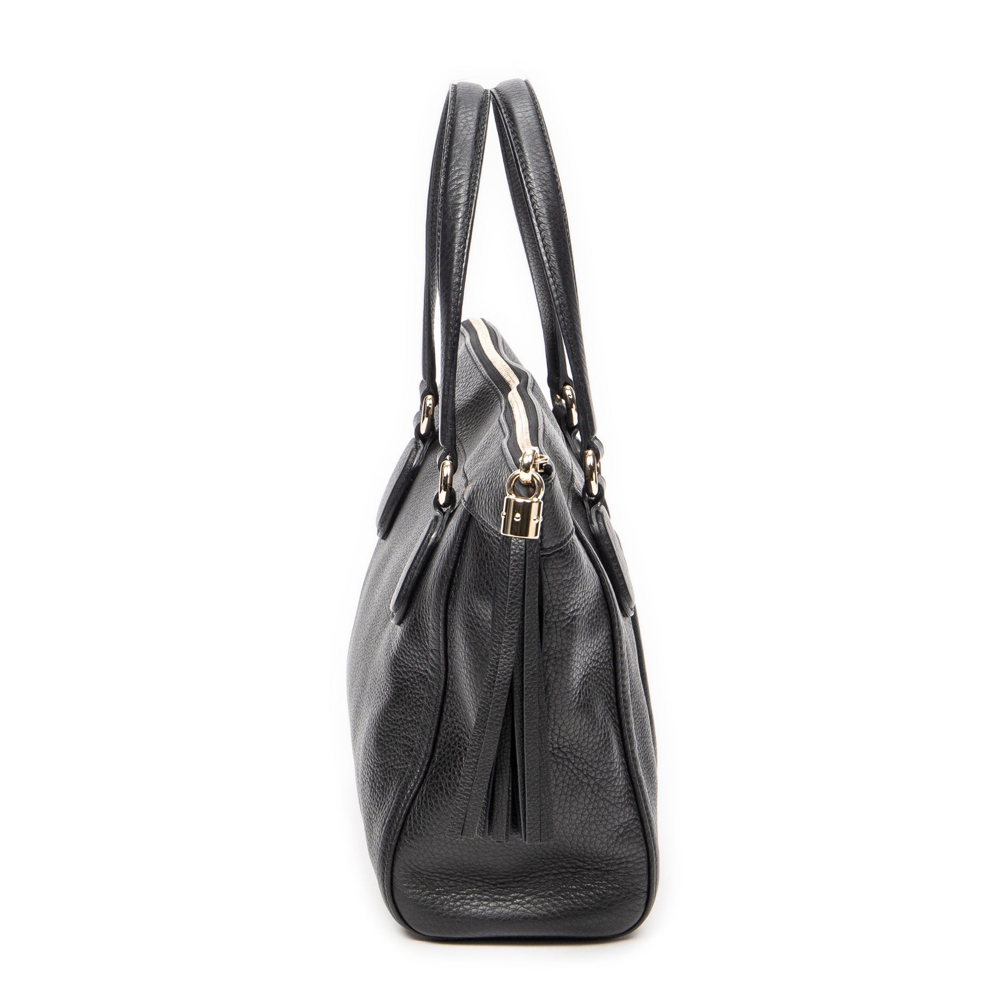 Bolso de mano Soho Tassel Tote Piel de becerro graneada negra