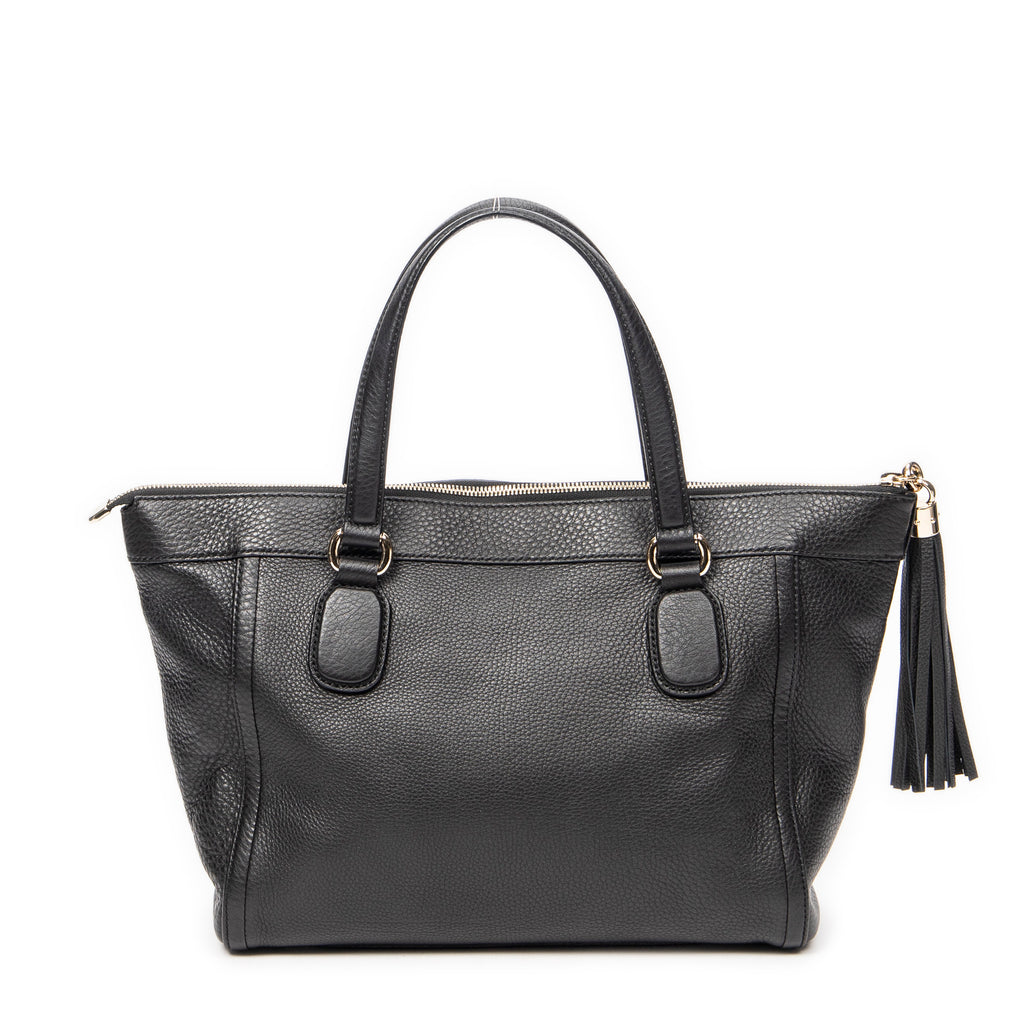 Bolso de mano Soho Tassel Tote Piel de becerro graneada negra
