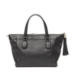 Bolso de mano Soho Tassel Tote Piel de becerro graneada negra