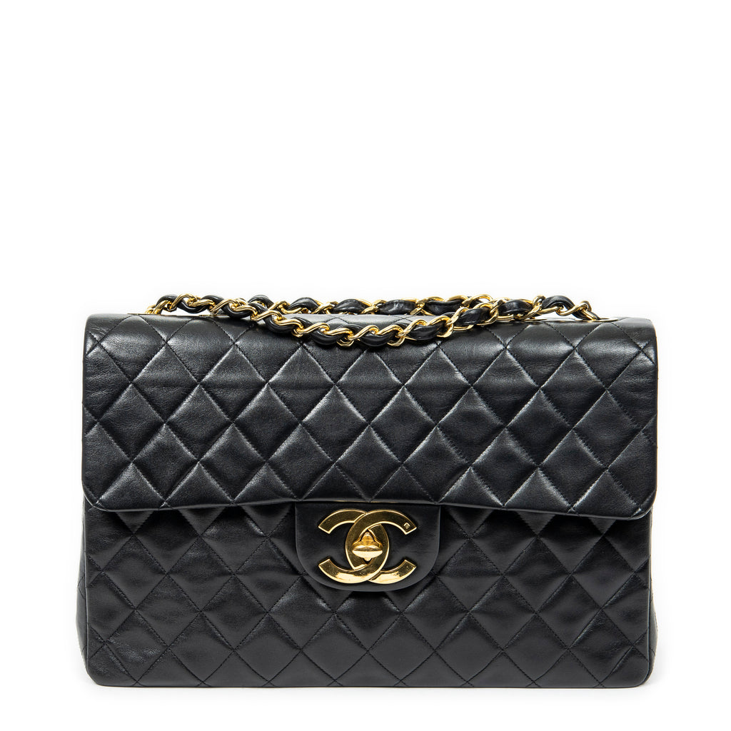 Shoulder bag Maxi Jumbo XL Flap Black Quilted Lambskin Leather