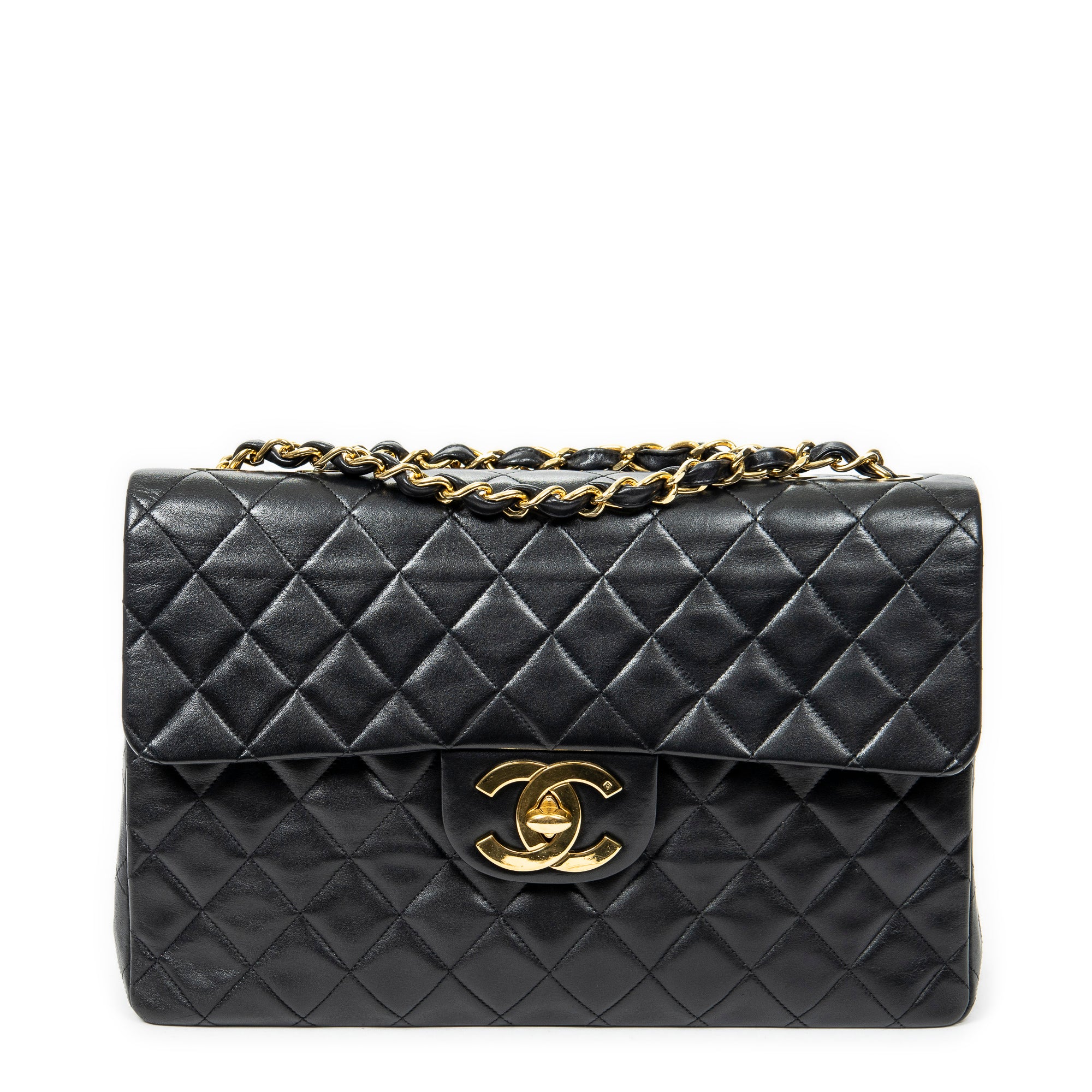 Shoulder bag Maxi Jumbo XL Flap Black Quilted Lambskin Leather
