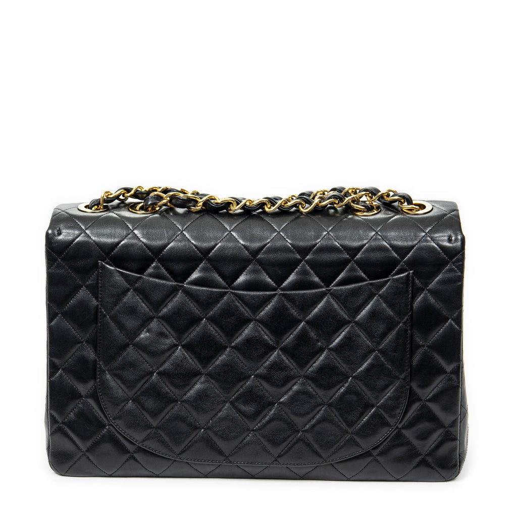 Shoulder bag Maxi Jumbo XL Flap Black Quilted Lambskin Leather