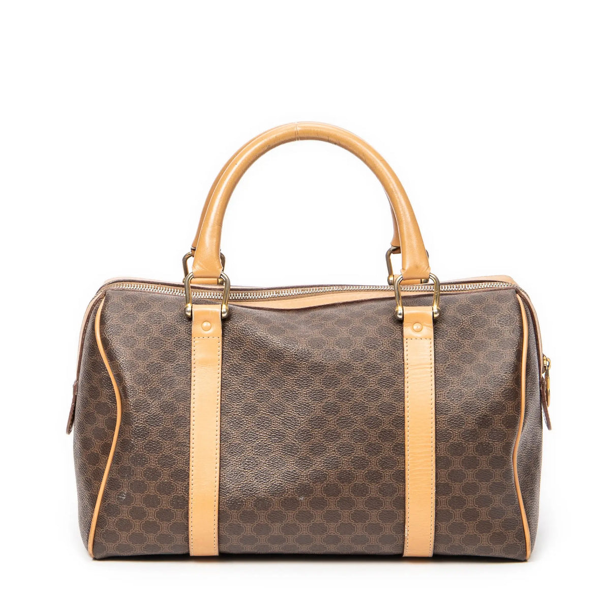 Handbag Vintage Small Boston Brown Macadam Coated Canvas