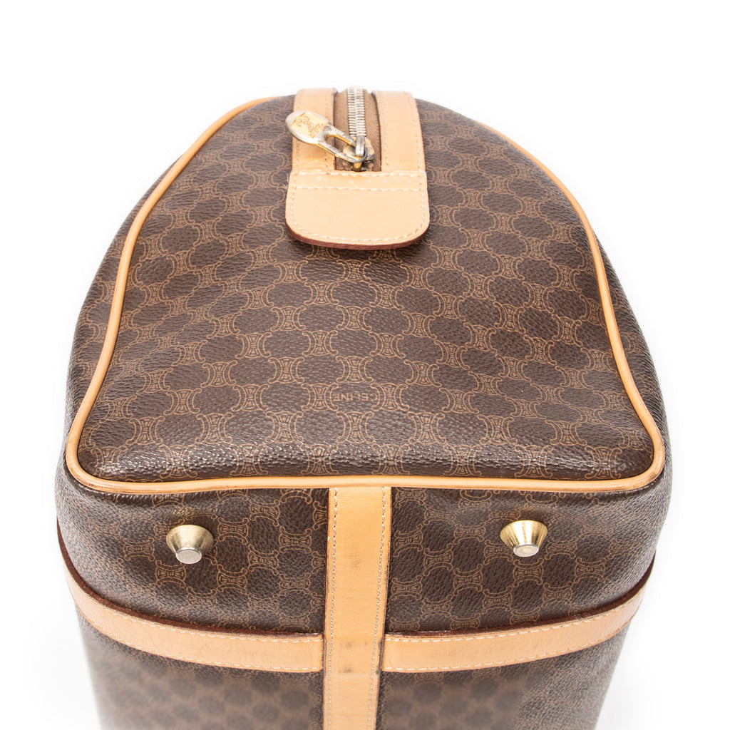 Bolso de Mano Vintage Pequeño Boston Marrón Lona Revestida Macadam