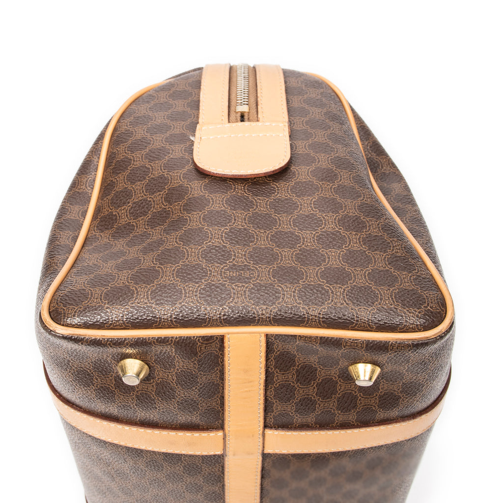Bolso de Mano Vintage Pequeño Boston Marrón Lona Revestida Macadam
