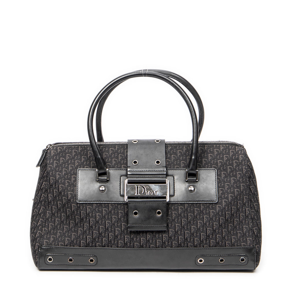 Handbag Street Chic Top Handle Black Diorissimo Canvas