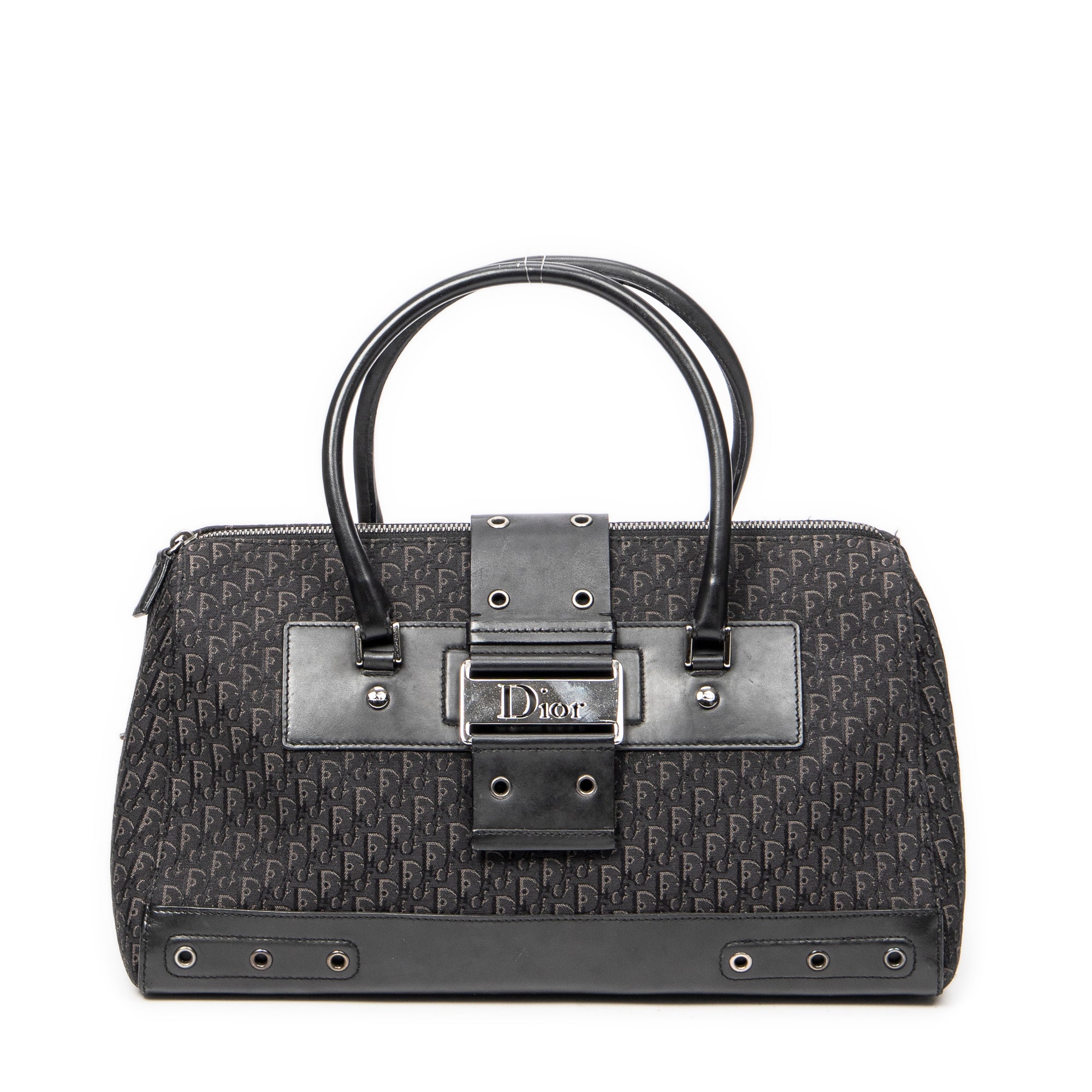 Handbag Street Chic Top Handle Black Diorissimo Canvas