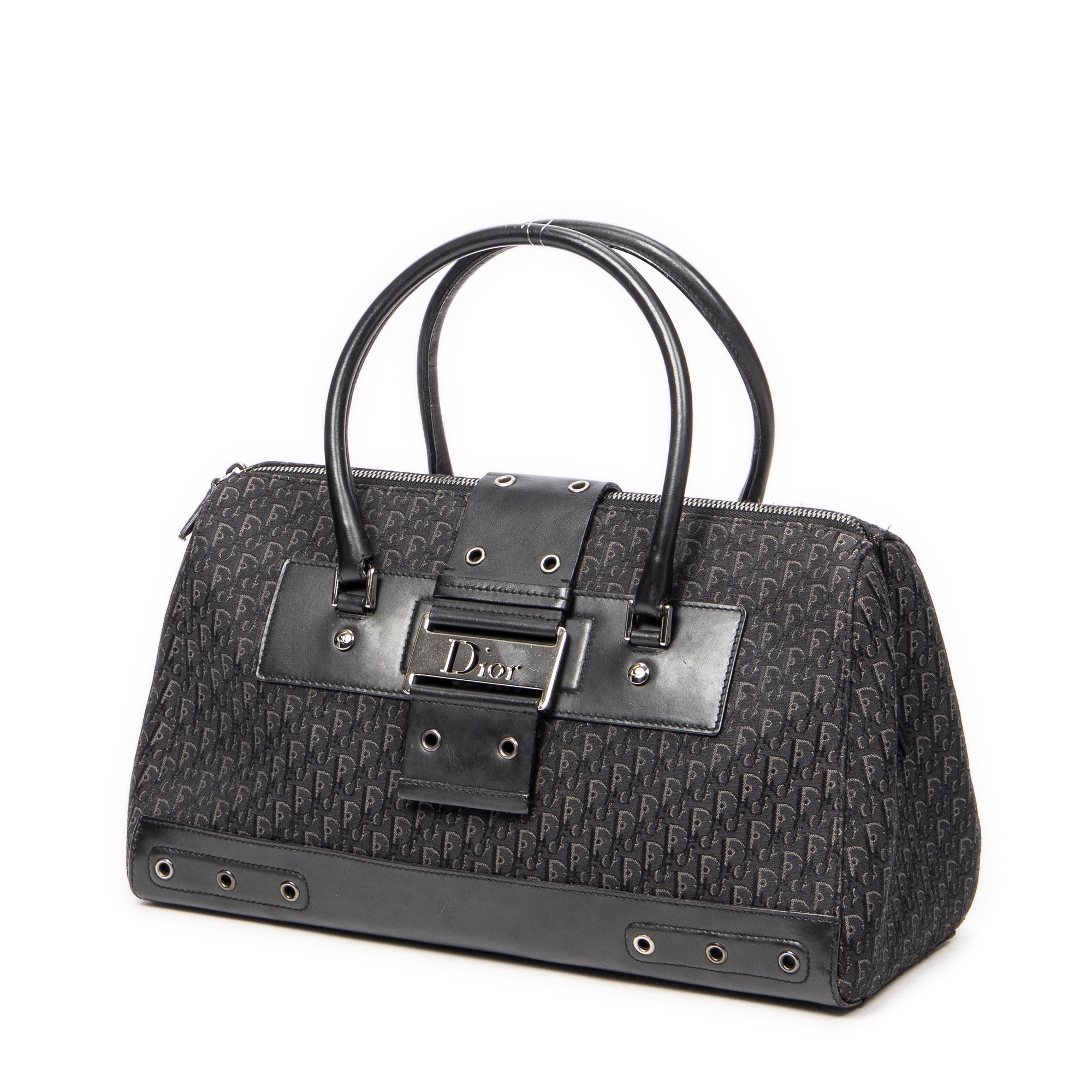 Handbag Street Chic Top Handle Black Diorissimo Canvas