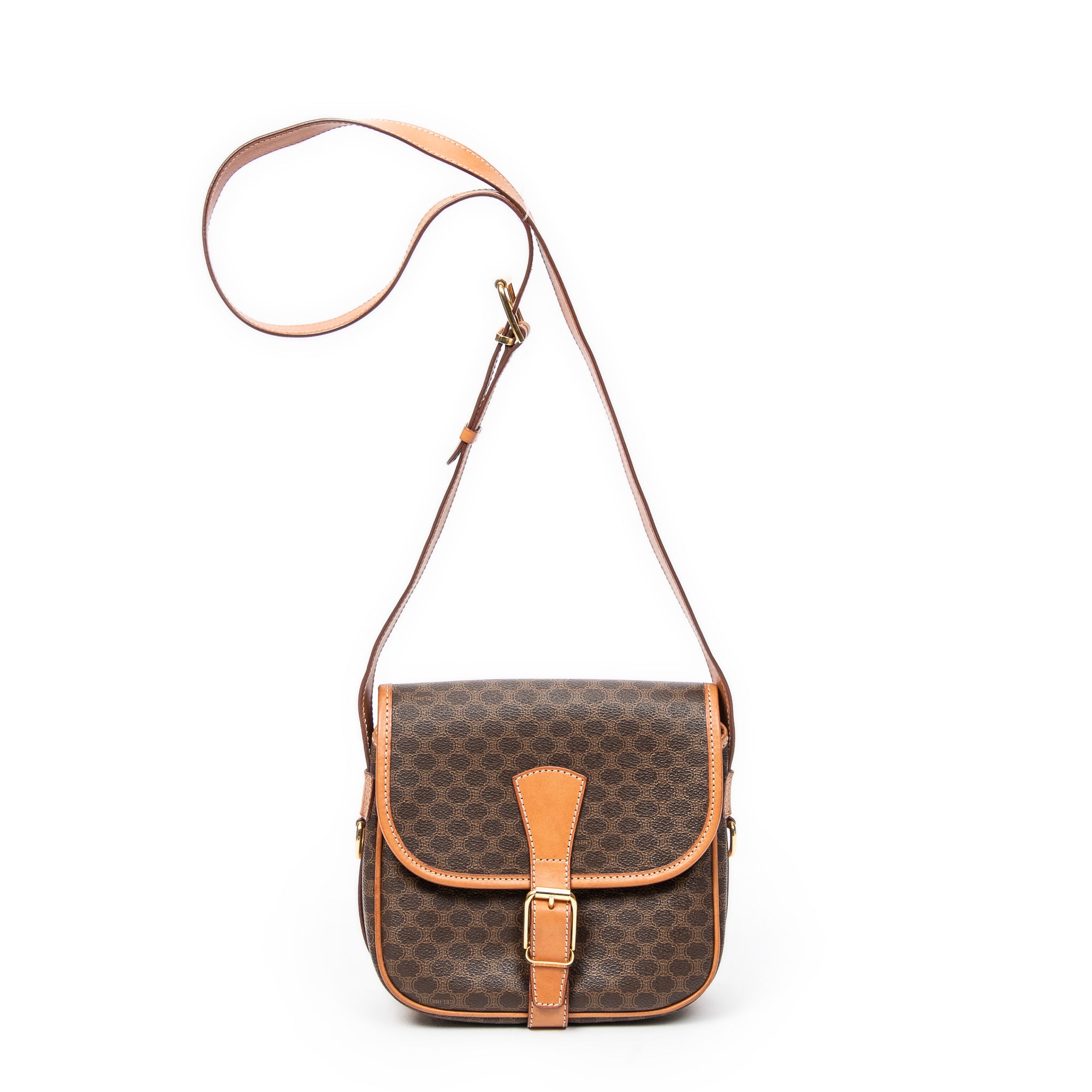 Shoulder bag Buckle Flap Crossbody Brown Macadam Coated Canvas