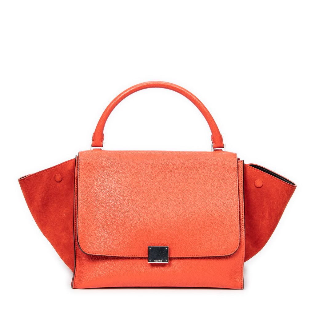Shoulder bag Medium Trapeze Orange Grained Calfskin Leather
