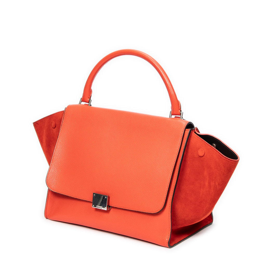 Shoulder bag Medium Trapeze Orange Grained Calfskin Leather