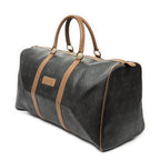 Travel Bag Vintage Large Travel Boston Grey Honeycomb Coated Canvas