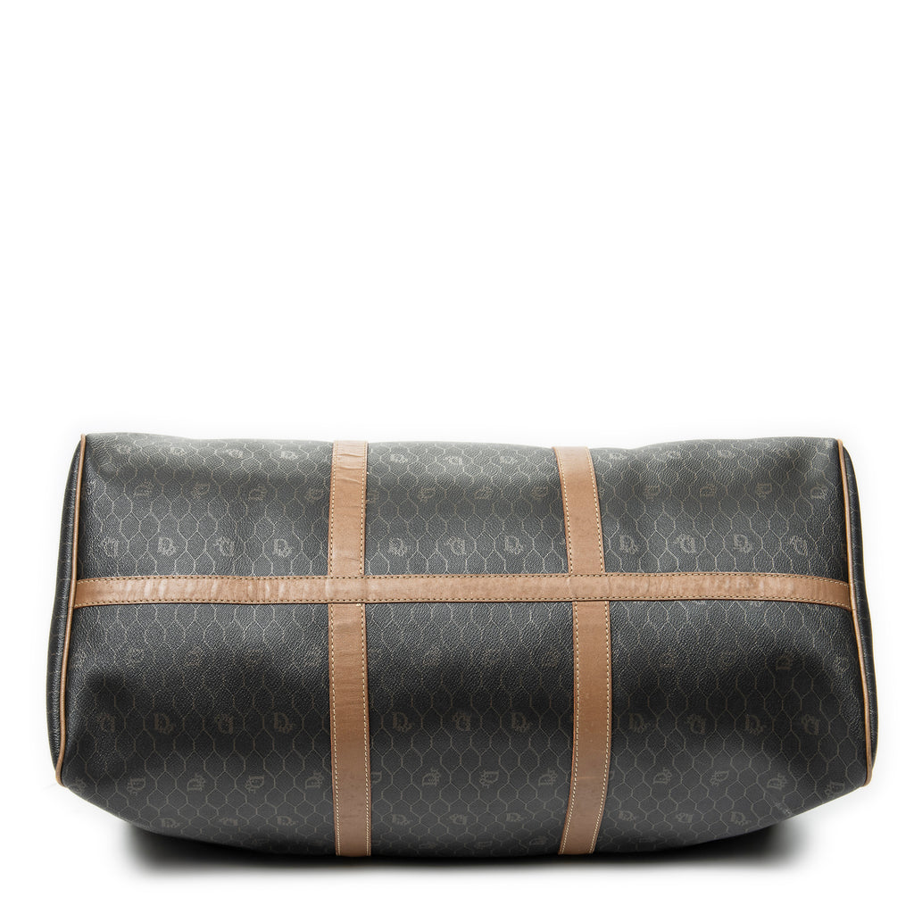 Travel Bag Vintage Large Travel Boston Grey Honeycomb Coated Canvas