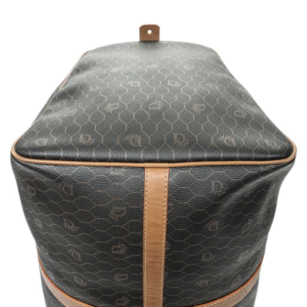 Travel Bag Vintage Large Travel Boston Grey Honeycomb Coated Canvas