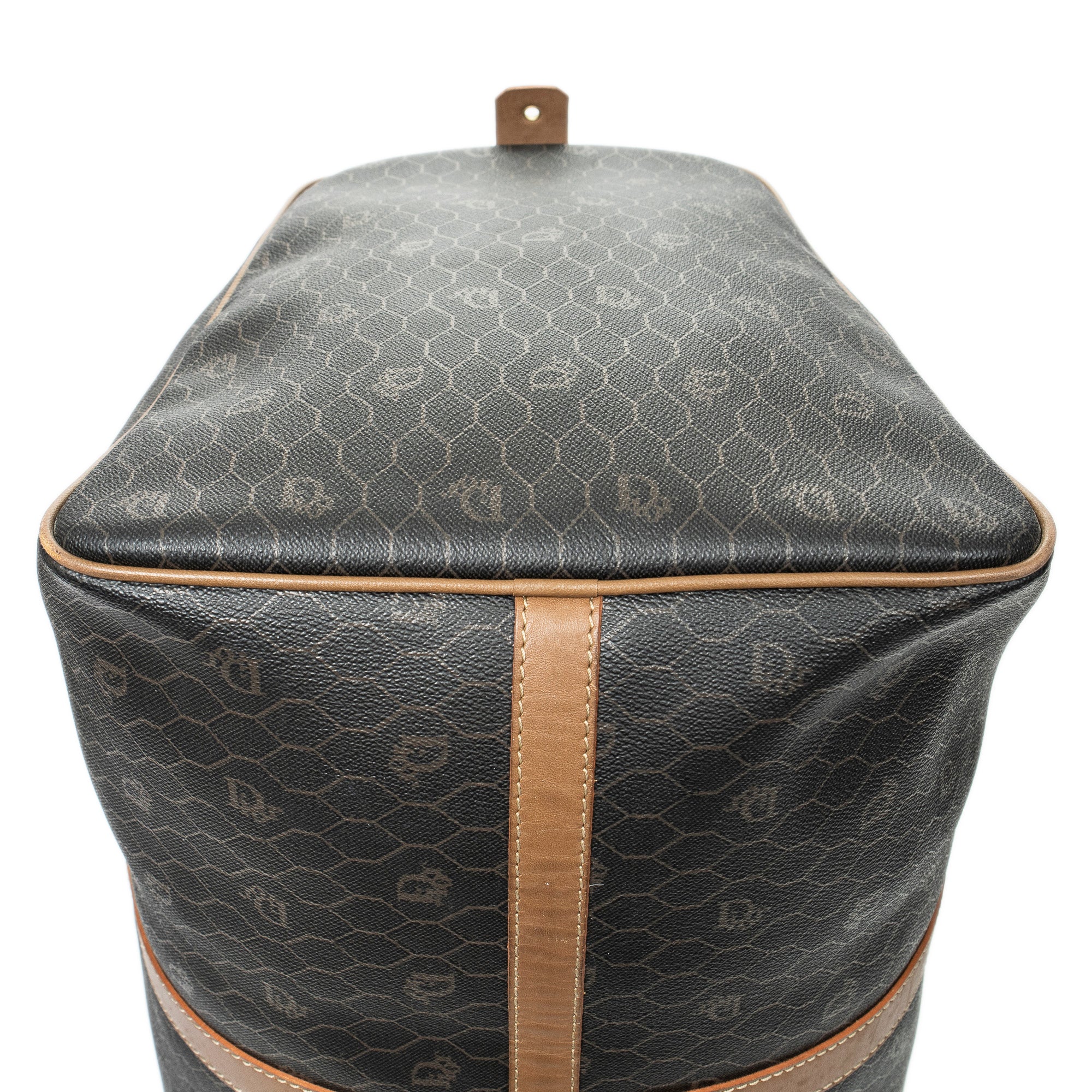 Travel Bag Vintage Large Travel Boston Grey Honeycomb Coated Canvas