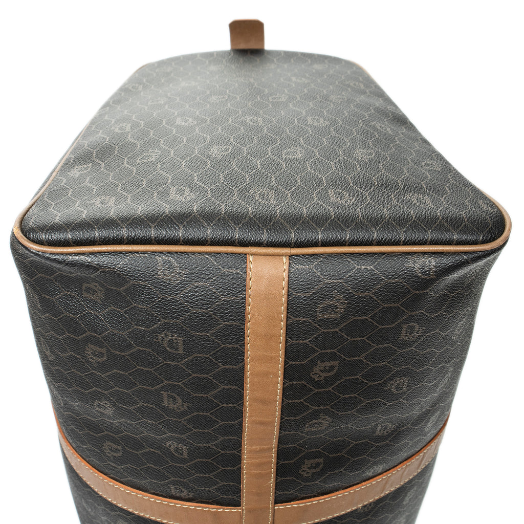 Travel Bag Vintage Large Travel Boston Grey Honeycomb Coated Canvas