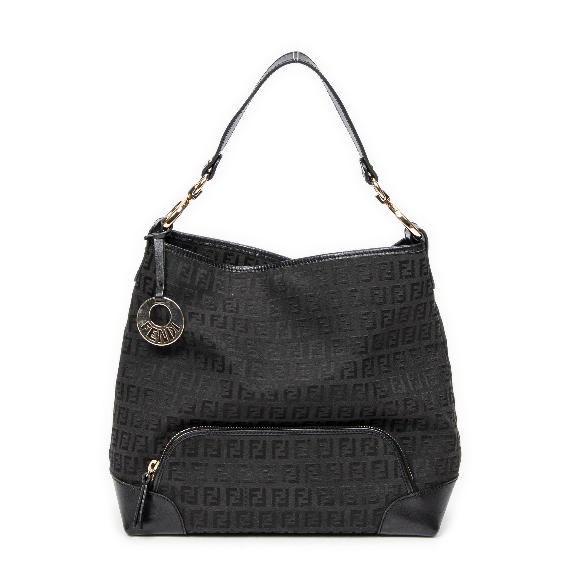 Shoulder bag Front Pocket Hobo Black Zucchino Canvas