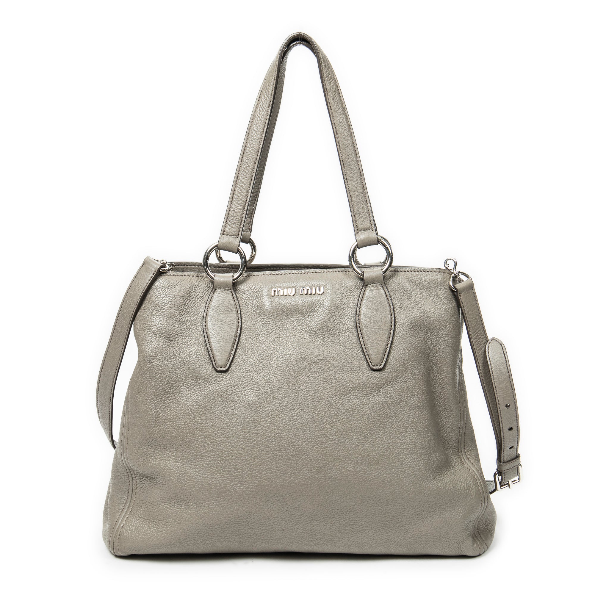 Shoulder bag Middle Zip Tote Grey Grained Calfskin Leather