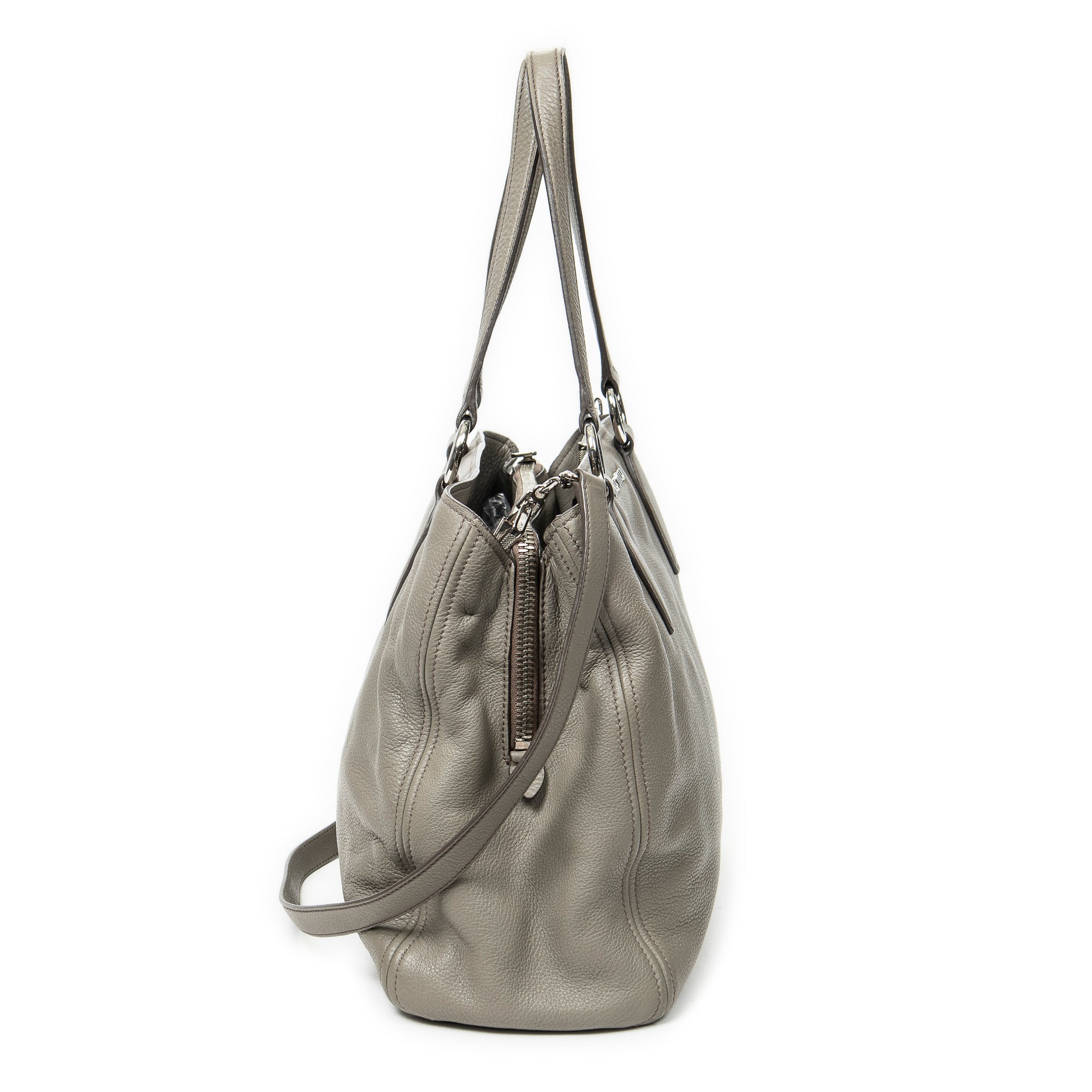 Shoulder bag Middle Zip Tote Grey Grained Calfskin Leather