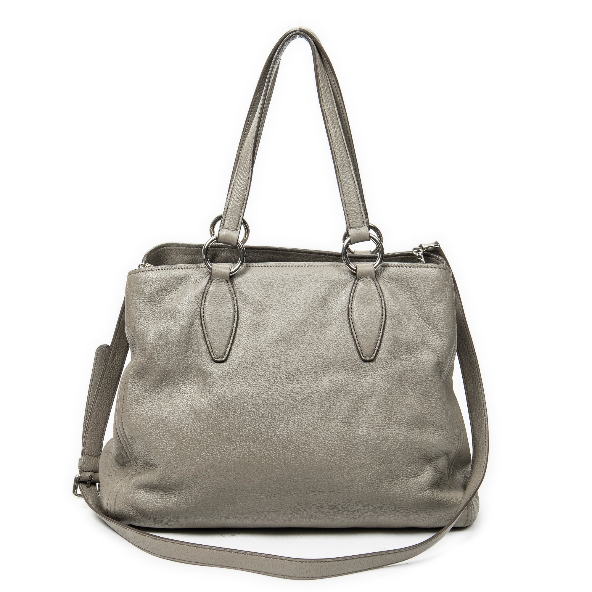 Shoulder bag Middle Zip Tote Grey Grained Calfskin Leather