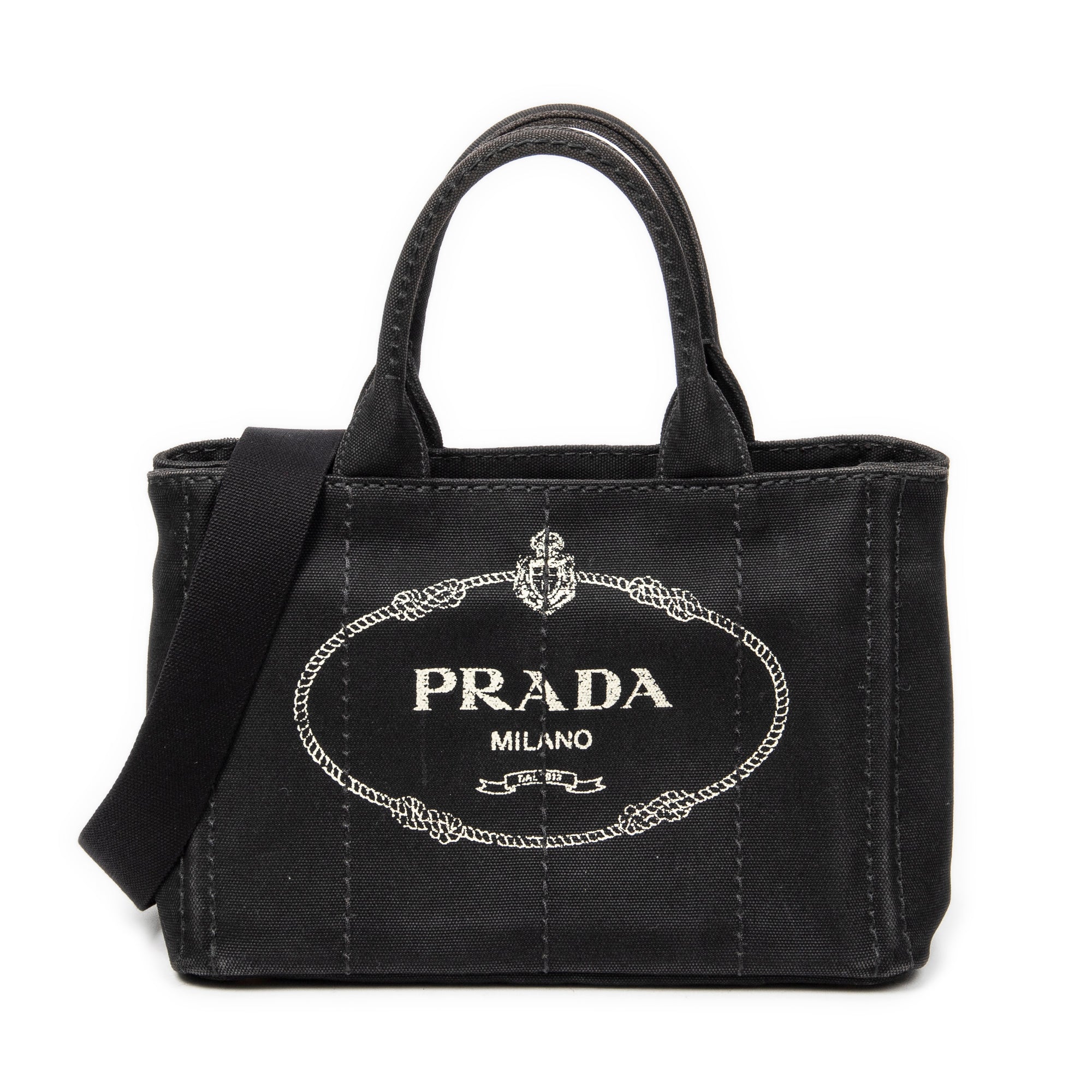Bandolera pequeña Canapa Tote Lona Canapa negra