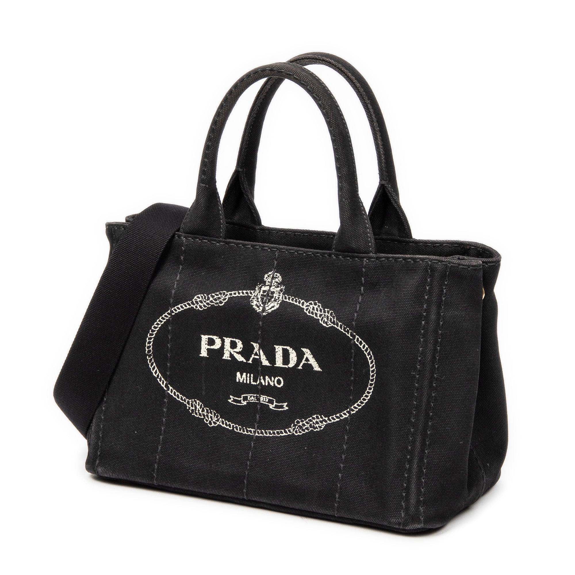Bandolera pequeña Canapa Tote Lona Canapa negra