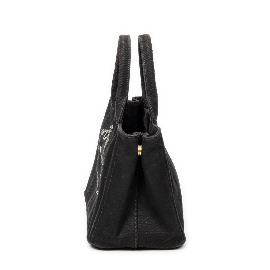 Bandolera pequeña Canapa Tote Lona Canapa negra