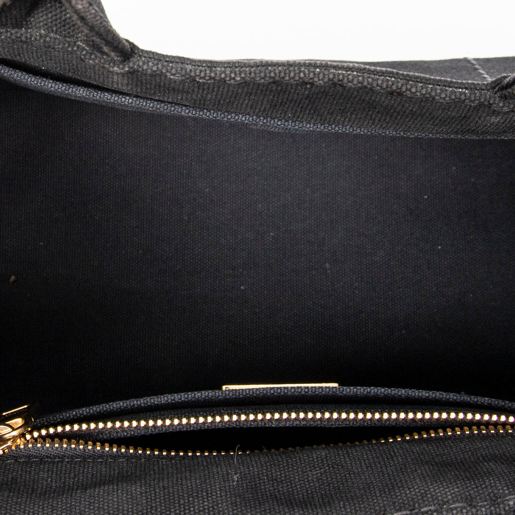 Bandolera pequeña Canapa Tote Lona Canapa negra
