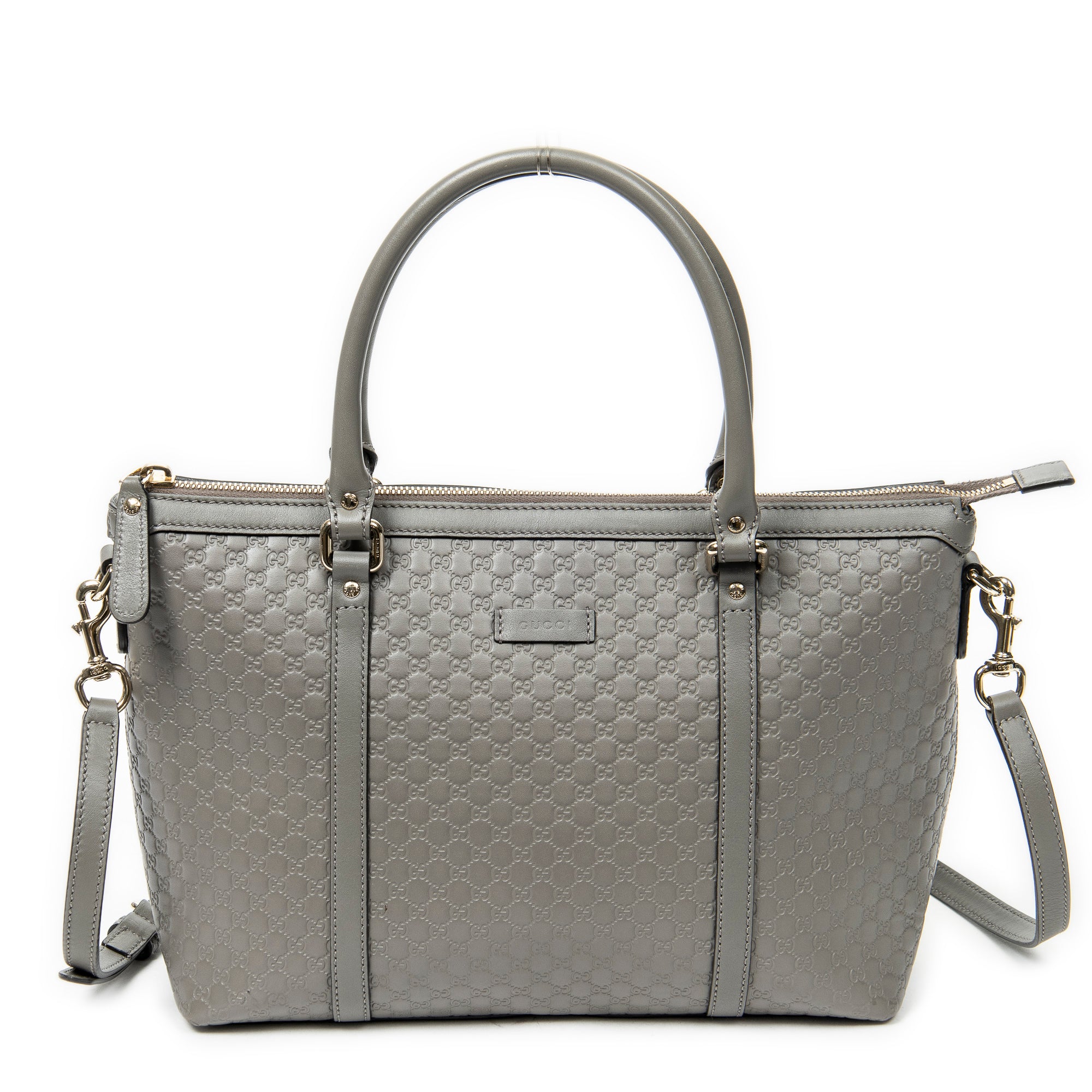 Shoulder bag Convertible Satchel Grey Microguccissima Leather