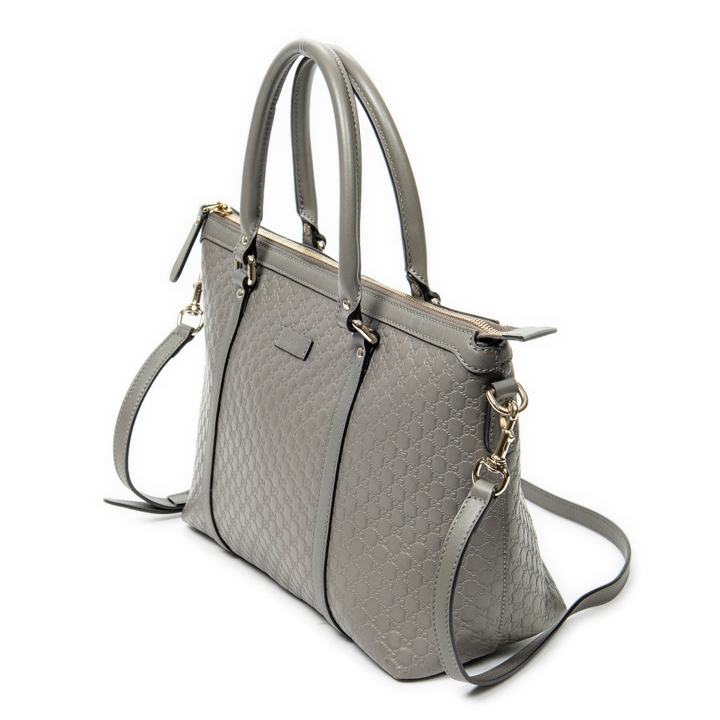 Shoulder bag Convertible Satchel Grey Microguccissima Leather
