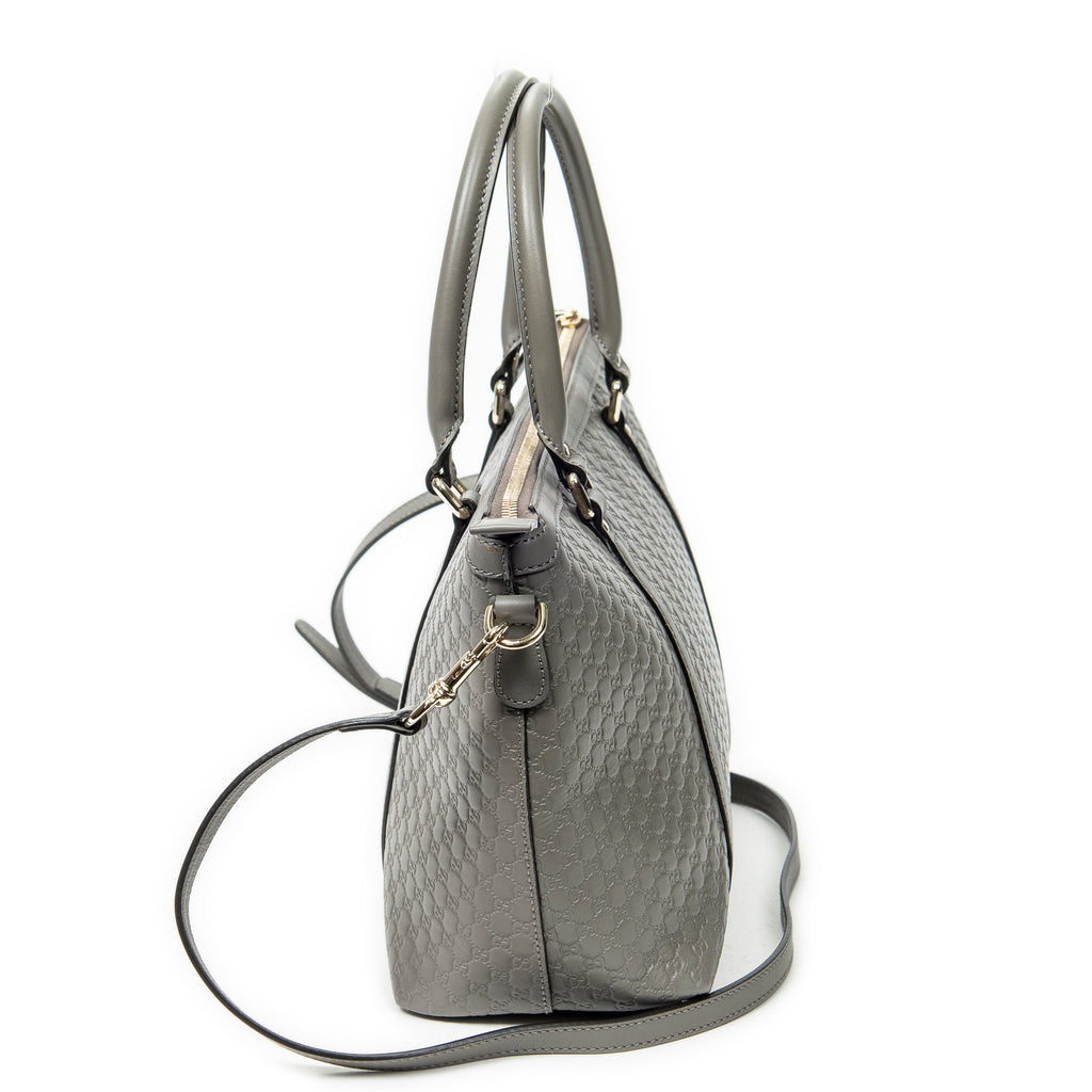 Shoulder bag Convertible Satchel Grey Microguccissima Leather