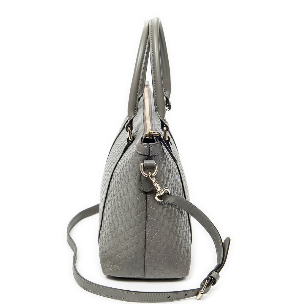 Shoulder bag Convertible Satchel Grey Microguccissima Leather