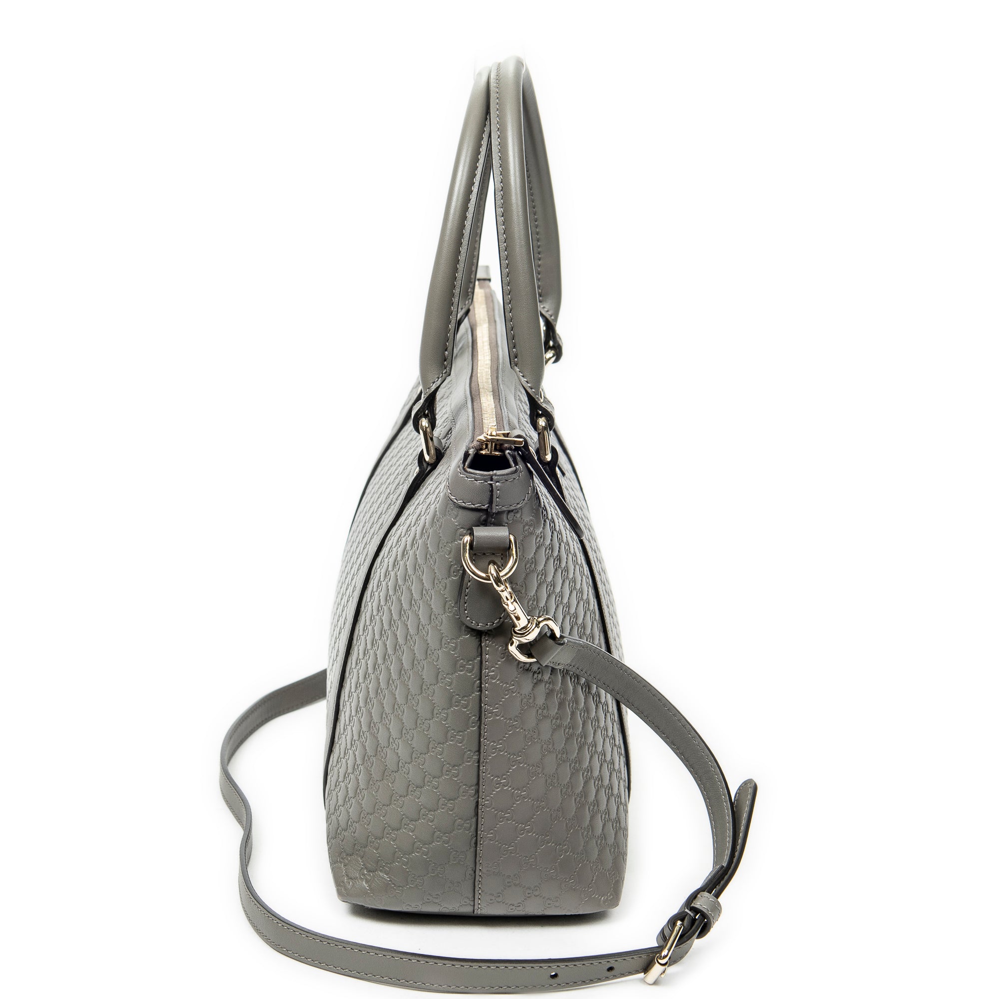 Shoulder bag Convertible Satchel Grey Microguccissima Leather