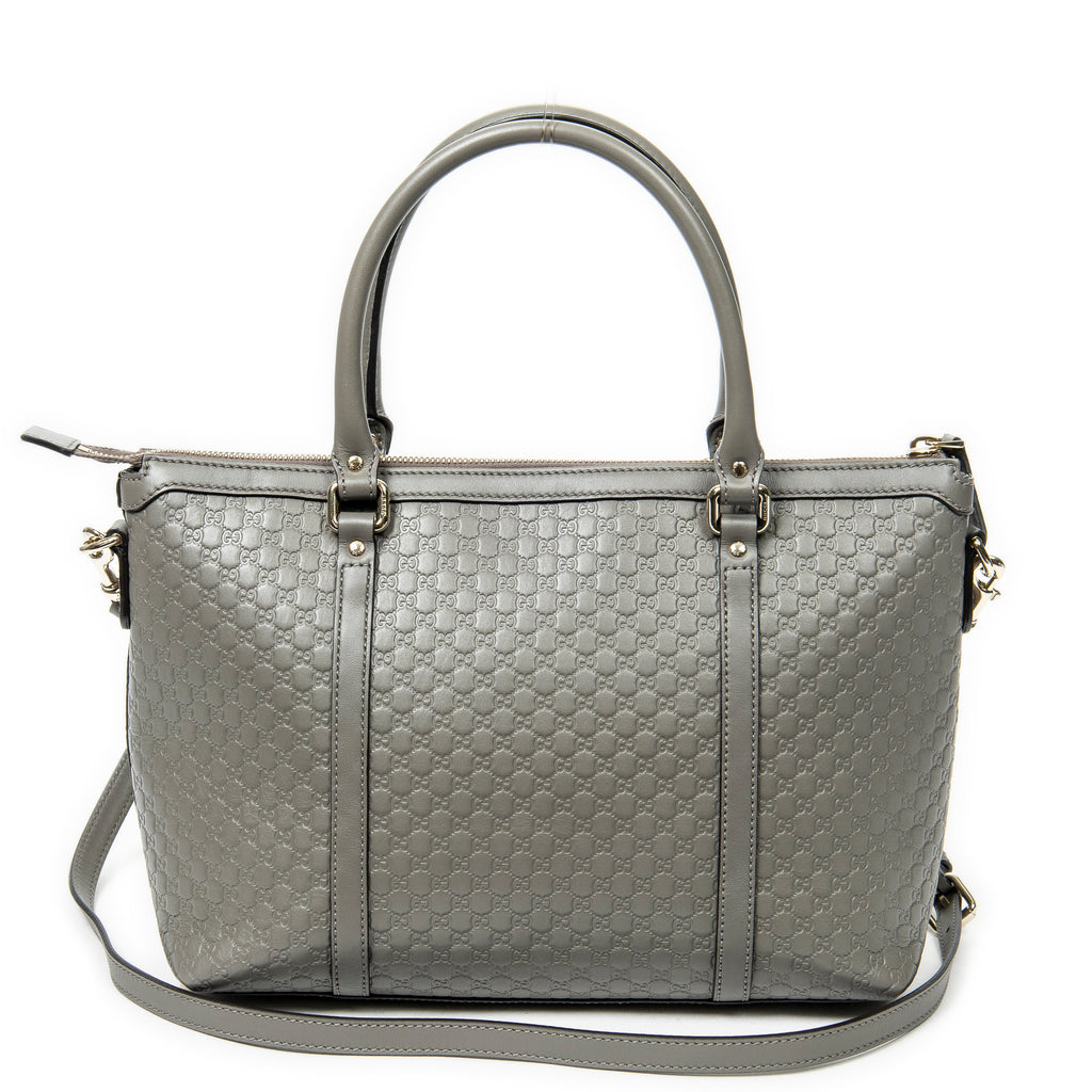 Shoulder bag Convertible Satchel Grey Microguccissima Leather
