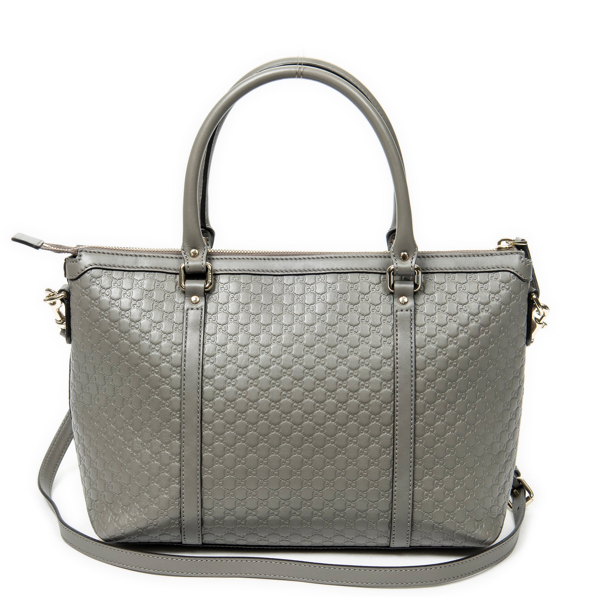 Shoulder bag Convertible Satchel Grey Microguccissima Leather