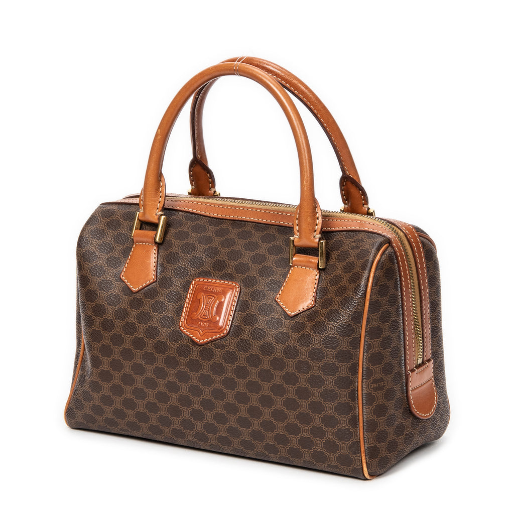 Handbag Vintage Mini Boston Brown Macadam Coated Canvas