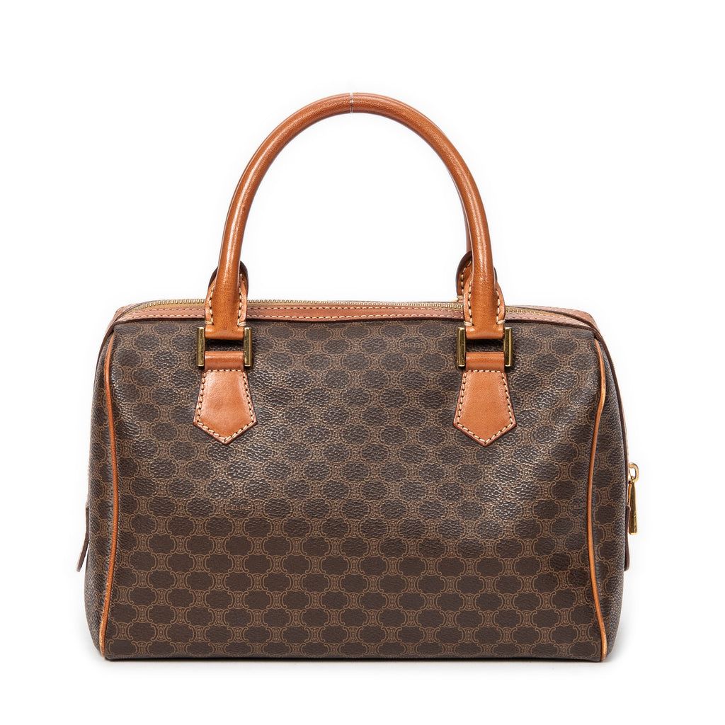 Handbag Vintage Mini Boston Brown Macadam Coated Canvas