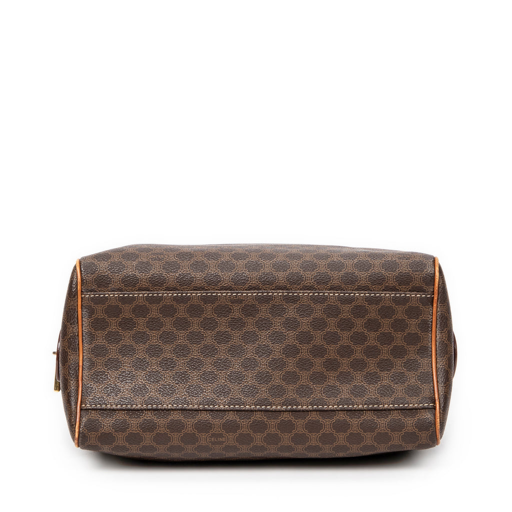 Handbag Vintage Mini Boston Brown Macadam Coated Canvas