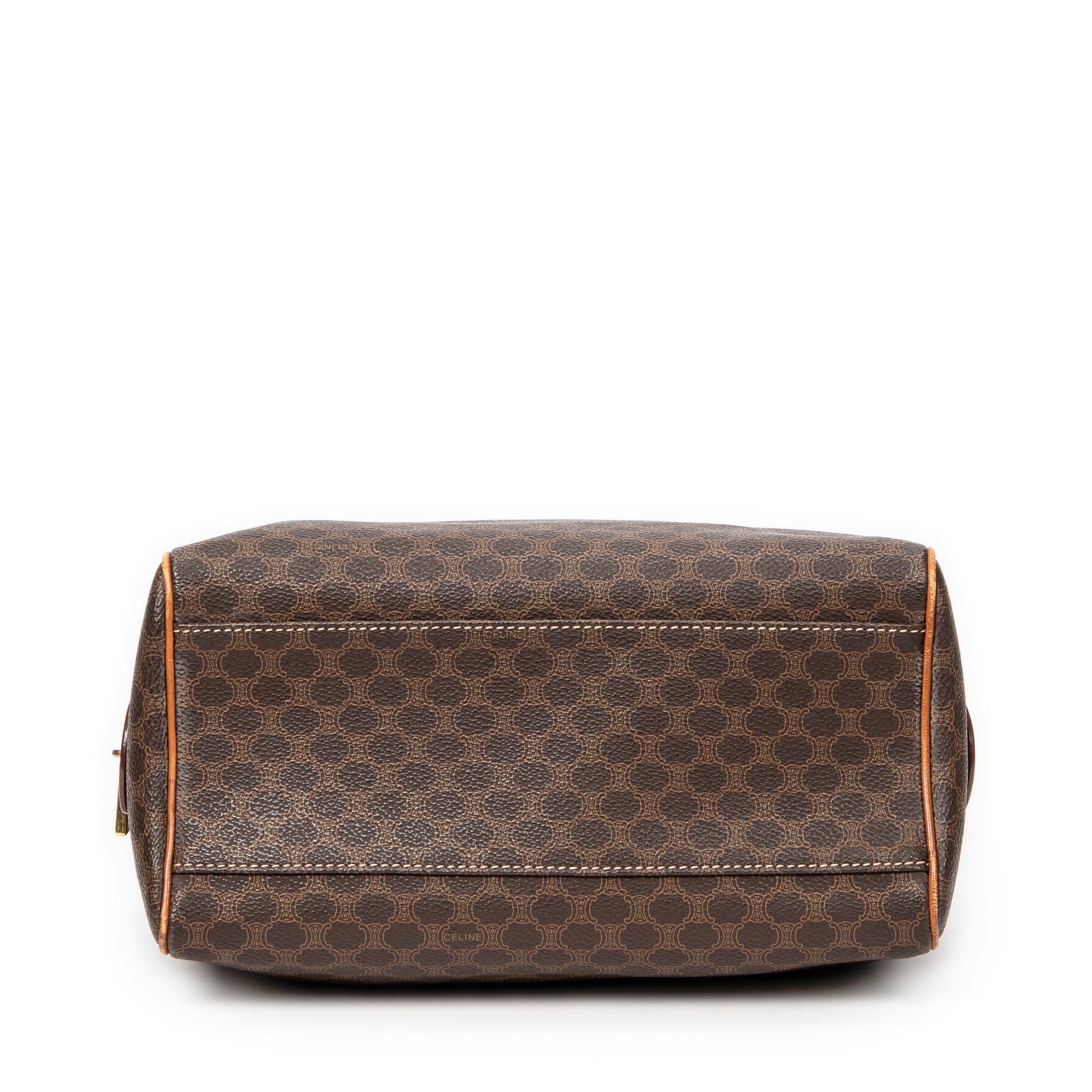 Handbag Vintage Mini Boston Brown Macadam Coated Canvas