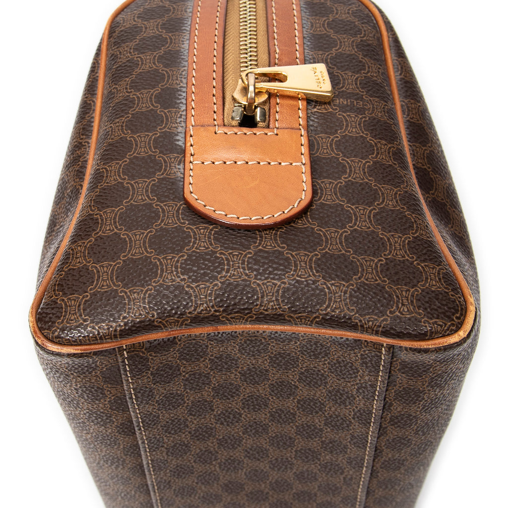 Handbag Vintage Mini Boston Brown Macadam Coated Canvas