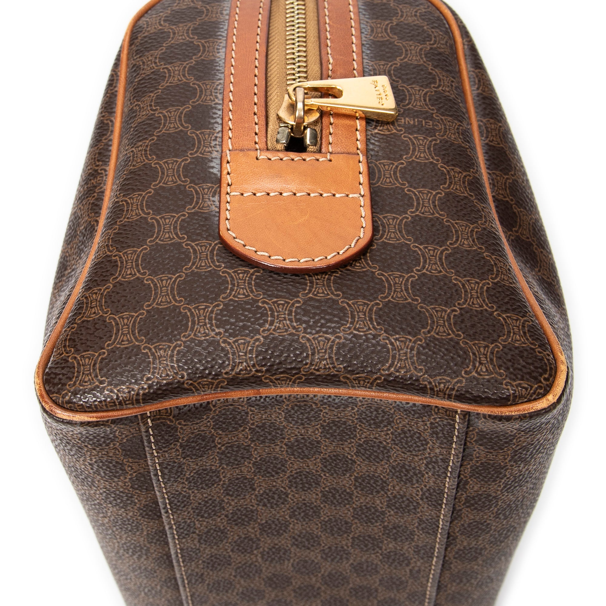 Handbag Vintage Mini Boston Brown Macadam Coated Canvas