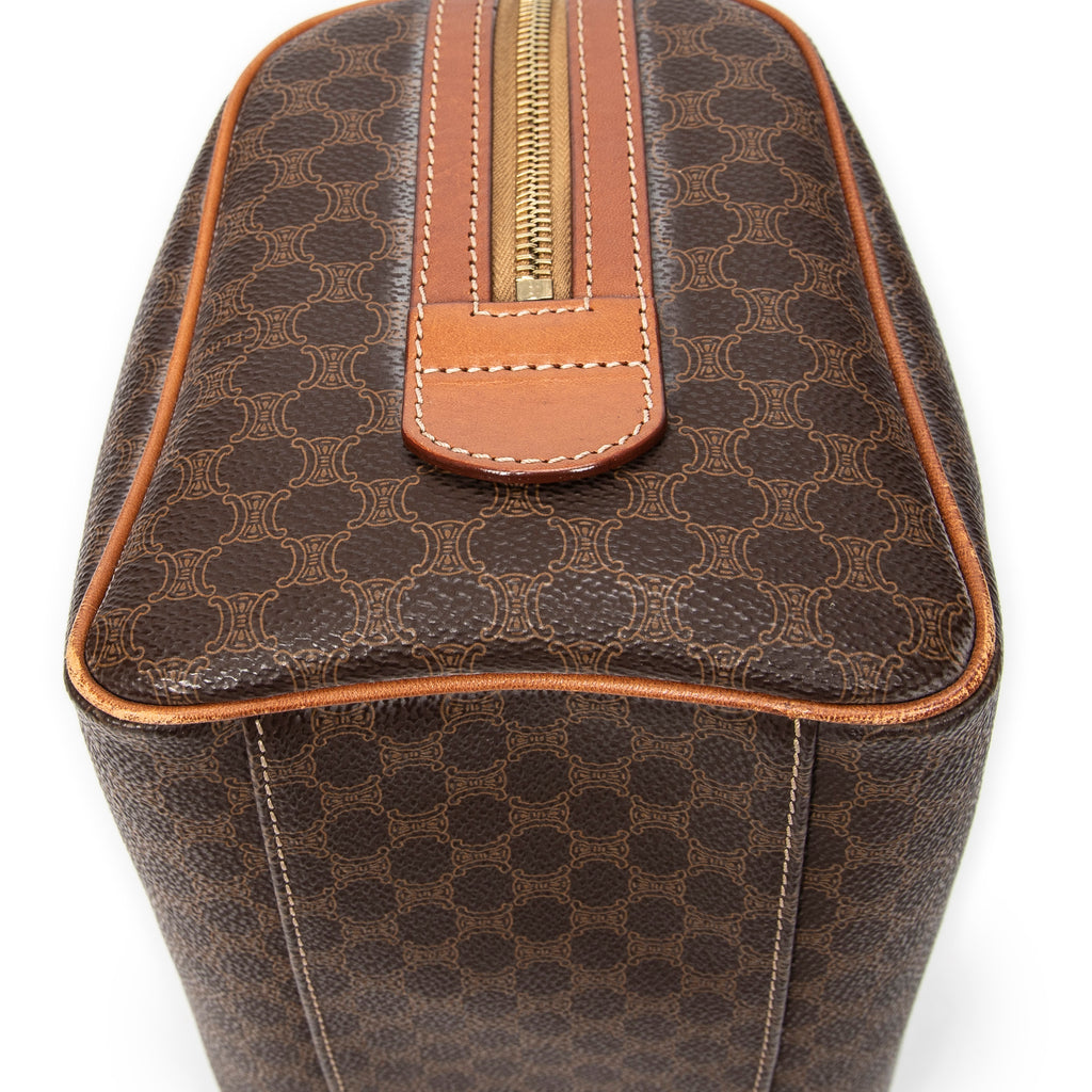 Handbag Vintage Mini Boston Brown Macadam Coated Canvas