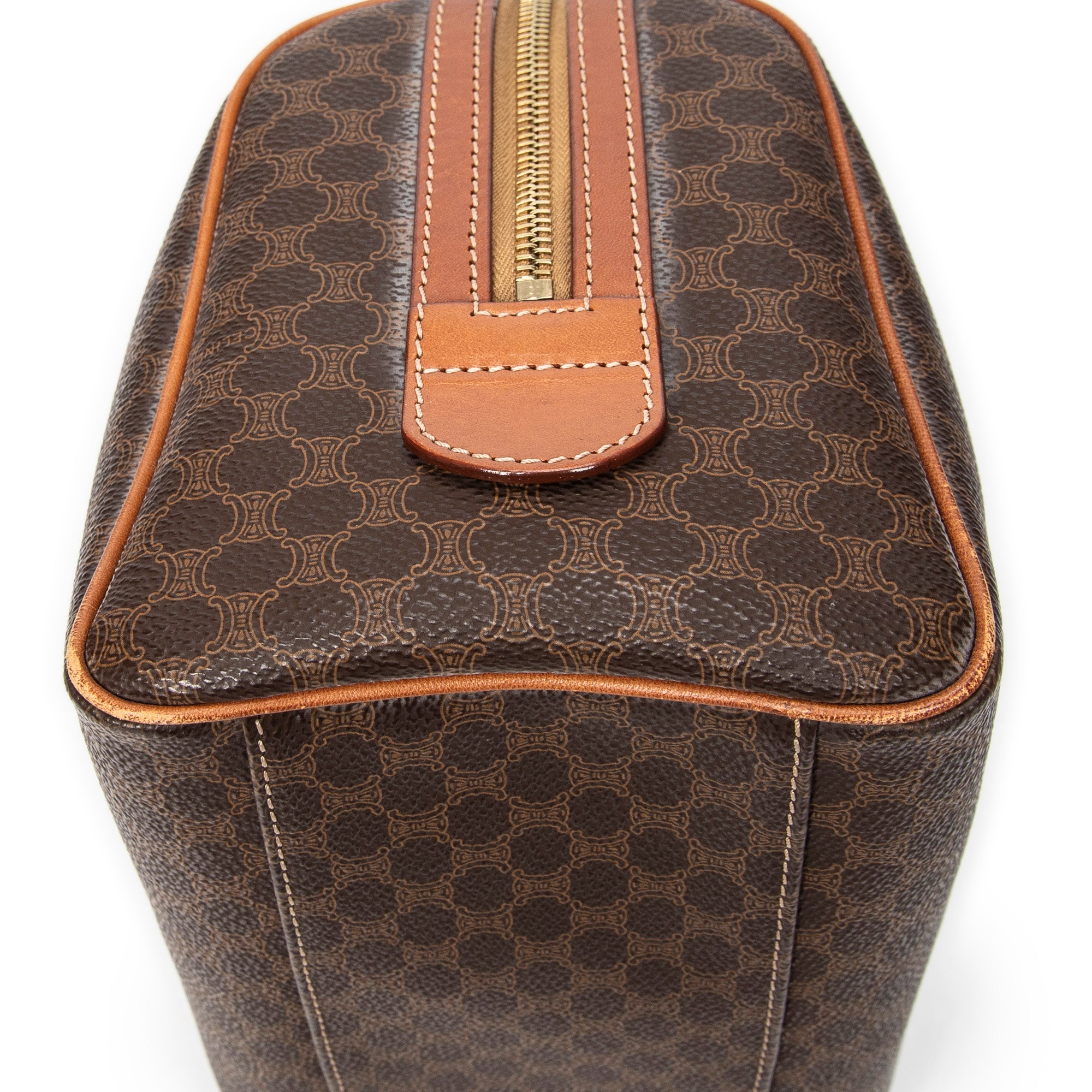 Handbag Vintage Mini Boston Brown Macadam Coated Canvas